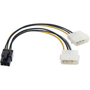 Кабель питания для видеокарт Molex (x2) - 8-pin ExeGate ( EX-CC-PSU-62) (от 2х разъемов Molex (IDE) блока питания, 0,15м) аксессуар кабель питания gembird cablexpert 6 pin 6 2 pin cc psu 86