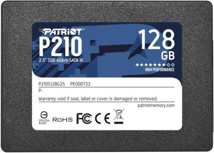 Жесткий диск SSD  128GB Patriot  P210  R450/W430Mb/s  P210S128G25 64 TBW