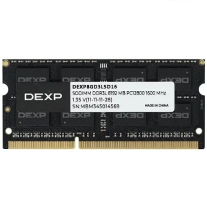 цена Память DDR3 SODIMM 8Gb 1600MHz DEXP 1.35V DEXP8GD3LSD16