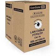 Витая пара Exegate FTP, CAT 5E, медь, 24AWG, 4 пары, бухта 305м, PE без троса, черный (EX256750RUS)