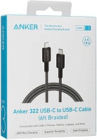 Кабель Anker 322 Type C - Type C, 1.8м, (60W), Черный