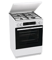 Плита комбинированная Gorenje GK6C5WF (Белая / духовка - 71 л / 4 газовые конфорки / чугун. решетки / металл. крышка / газ-контроль / электроподж.)
