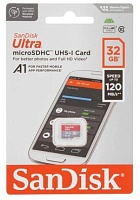 Память micro Secure Digital Card  32Gb class10 SanDisk 120MB/s Ultra  UHS-I  /SDSQUA4-032G-GN6MN/