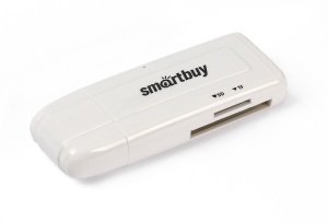 Картридер Smartbuy 705, USB 3.0 - SD/microSD, белый картридер sd microsd ritmix cr 2042 black