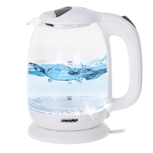 Чайник Mesko MS 1302 (2200Вт / 1,7л / стекло / белый) чайник для кипячения воды gipfel 8637 2 5 л