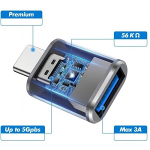 Переходник USB Type-C - USB 3.0 KS-is (KS-388), вилка - розетка, cкорость передачи: до 5 Гб/сек 2 шт наушники для sony xperia xz2 premium h8166 h8116 xz2 plus xz2 compact xz2c h8324 h8314