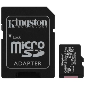 Память micro Secure Digital Card 256Gb class10 Kingston Canvas Select Plus 100R CL10 UHS-I Card + SD Adapter [SDCS2/256GB] карта памяти netac microsdxc 256 гб class 10 v30 a1 uhs i r 100 мб с адаптер на sd черный красный