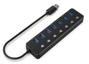 Концентратор GEMBIRD UHB-U3P7P-01 USB 3.0 hub, 7 ports, black color  цена и фото