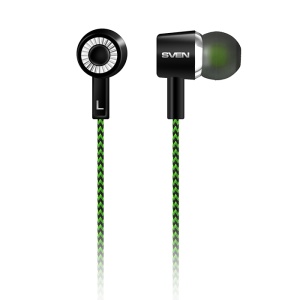Наушники SVEN E-107 для мобильных устройств black-green кабель аудио cablexpert ccab 01 35mm 1mu 3 5 джек m 3 5 джек m синий 1 м