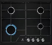 Поверхность газовая Electrolux EGS6424K (Slimline 600 / Черн. эмаль / чугун. решетки / 4 конфорки (1,9/1,0/1,9/WOK4,0 кВт) /газконтроль/электроподжиг)