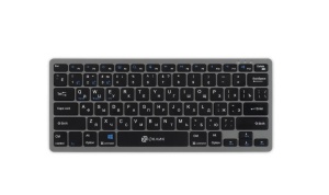 клавиатура oklick 835s usb bluetooth радиоканал серый черный [1696467] Беспроводная клавиатура Oklick 835S, USB, Bluetooth/Радиоканал, русские буквы белые, 1.м., серый/чёрный