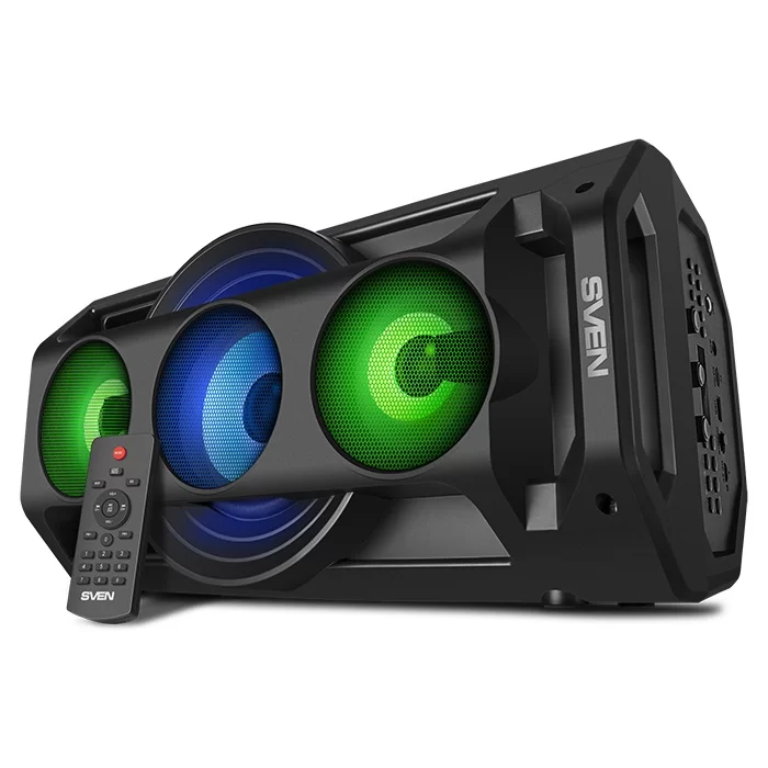 Беспроводная портативная колонка SVEN PS-680 / 65W / TWS / microSD / USB / FM / Bluetooth / Батарея 2*4400mAh / LED подсветка / караоке / Чёрный-0