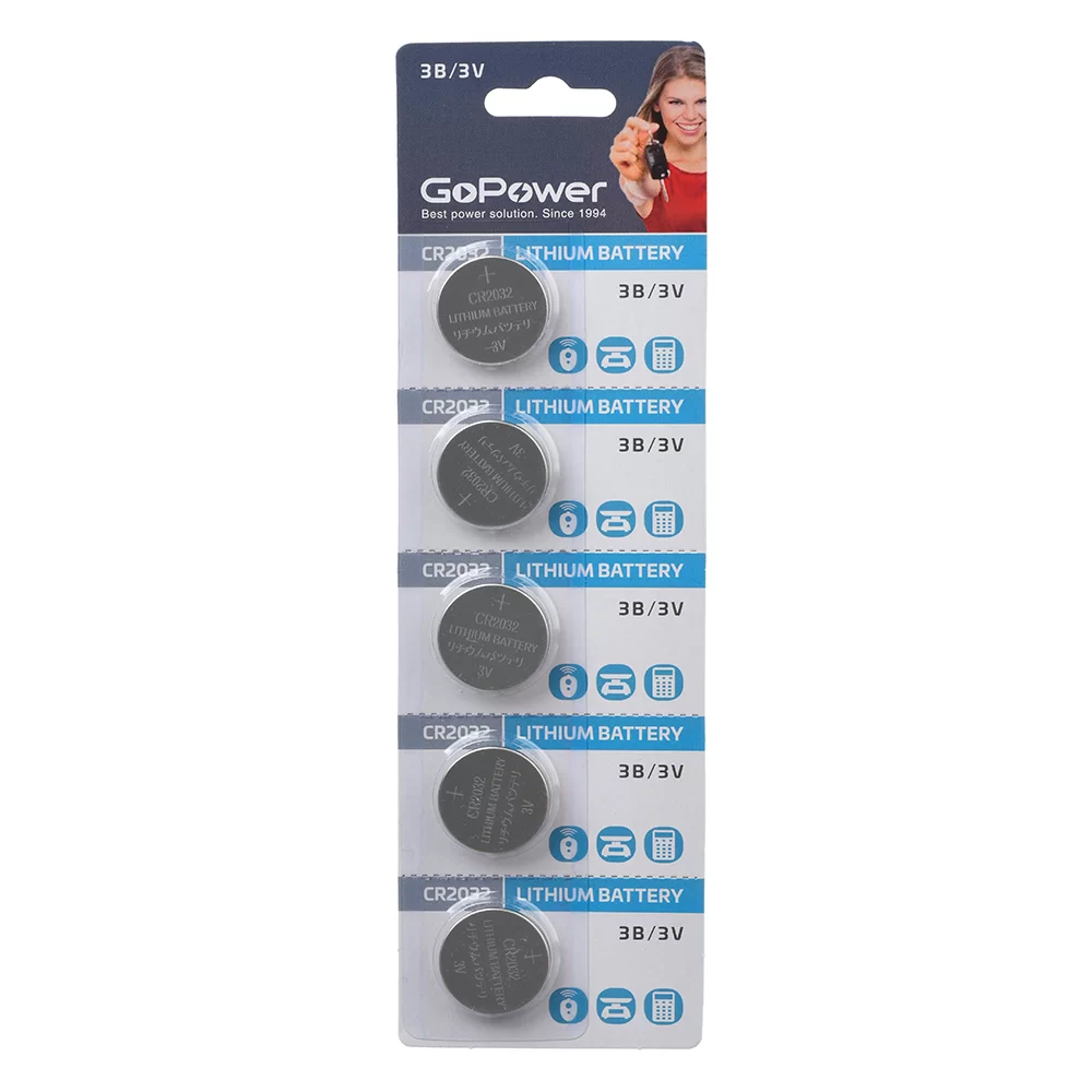 Батарейка BL1 GoPower CR2032 BL5 Lithium 3V (100) 2032GoP (цена за 1шт)-0