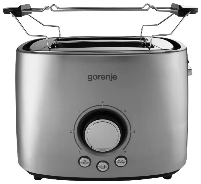Тостер Gorenje T1000E (1000 Вт/ тостов - 2/ подогрев, размораживание, решетка для подогрева булочек, поддон для крошек/ металл)-0