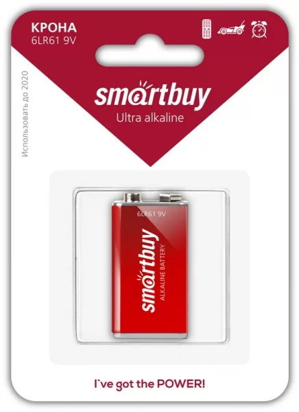 Батарейка BL1 Smartbuy 6F22/1B aлкалиновая SBBA-9V01B-0