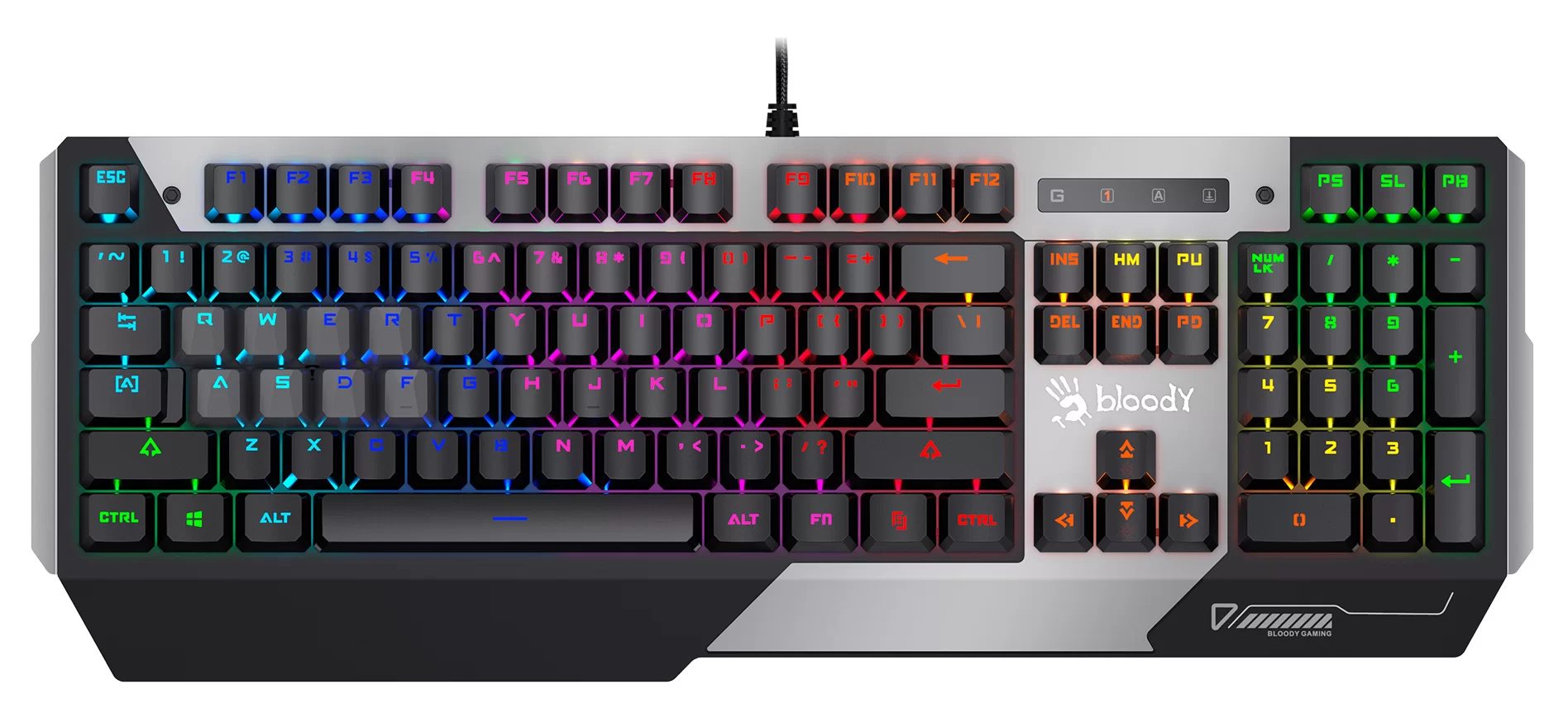 Проводная игровая клавиатура A4Tech Bloody B865N, (Полноразмерная/Механическая/Кабель 1.8м), Черная/Серая -0