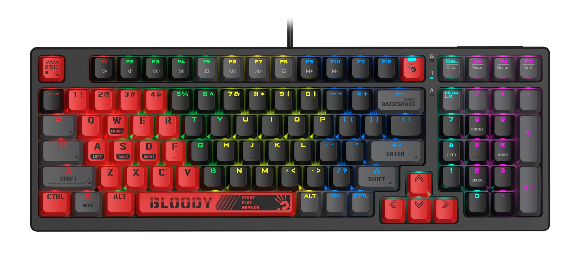 Проводная игровая клавиатура A4Tech Bloody S98, (96%/Механическая/Кабель 1.8м), Черная/Красная-0