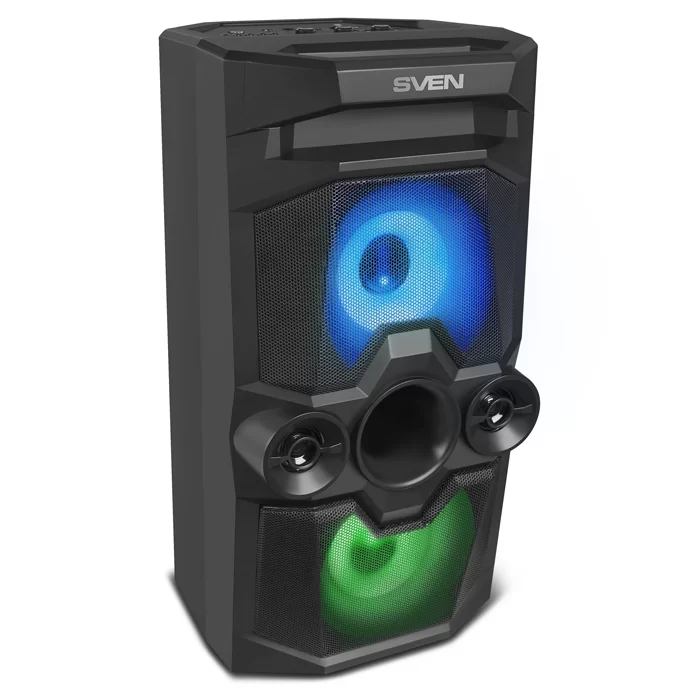Беспроводная портативная колонка SVEN PS-650 / 50W / TWS / microSD / USB / FM / Bluetooth / Батарея 2*4000mAh / LED подсветка / дисплей / караоке / Чё-0
