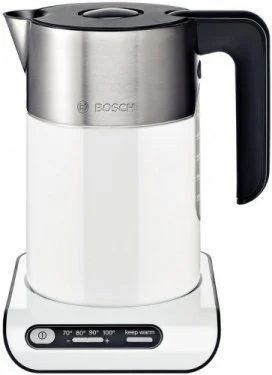 Чайник Bosch TWK8611P (2400Вт / 1,5л / металл / белый / контроль температуры)-0