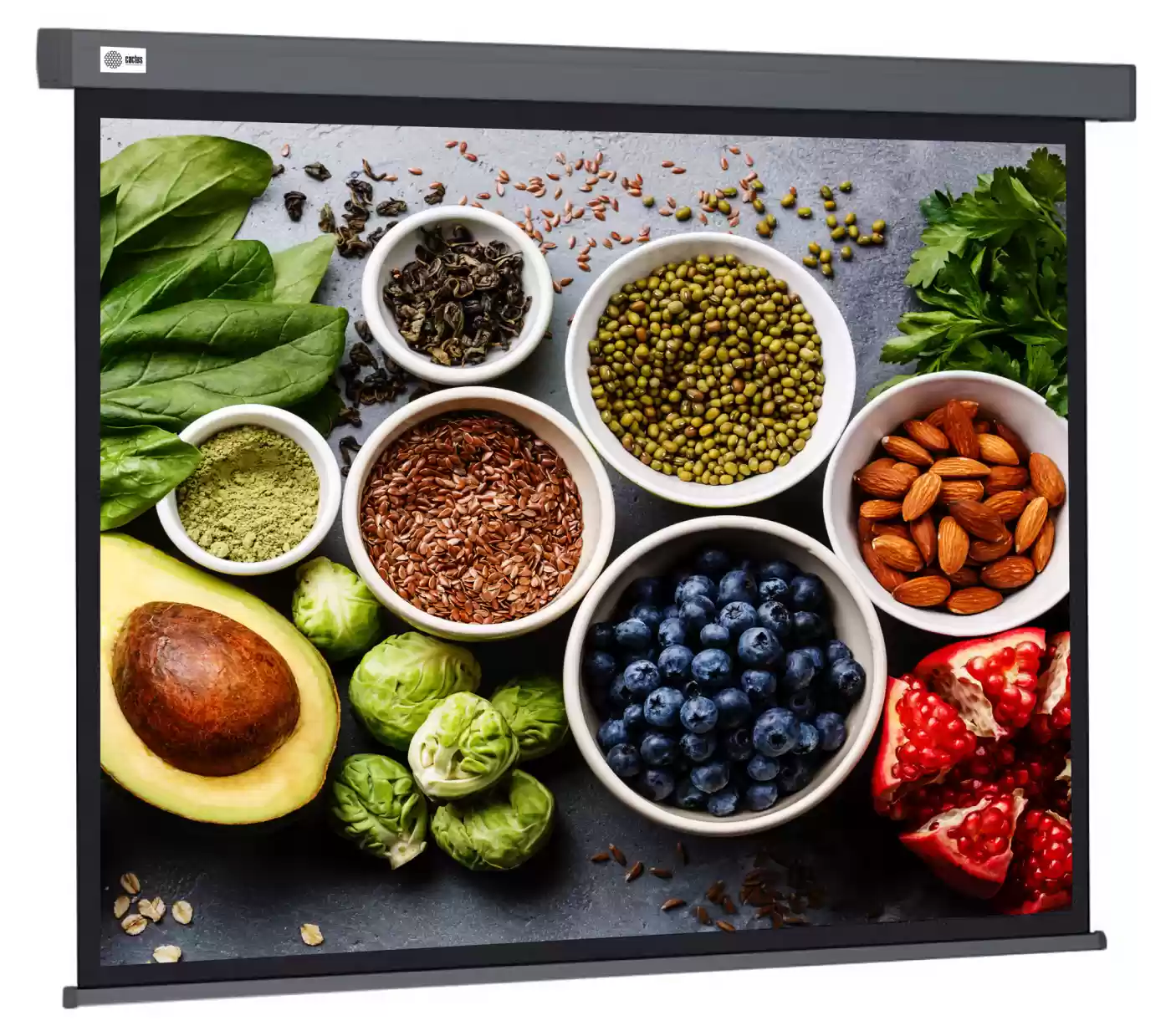 Экран Cactus 150x150см Wallscreen CS-PSW-150X150-SG 1:1 настенно-потолочный рулонный серый-0