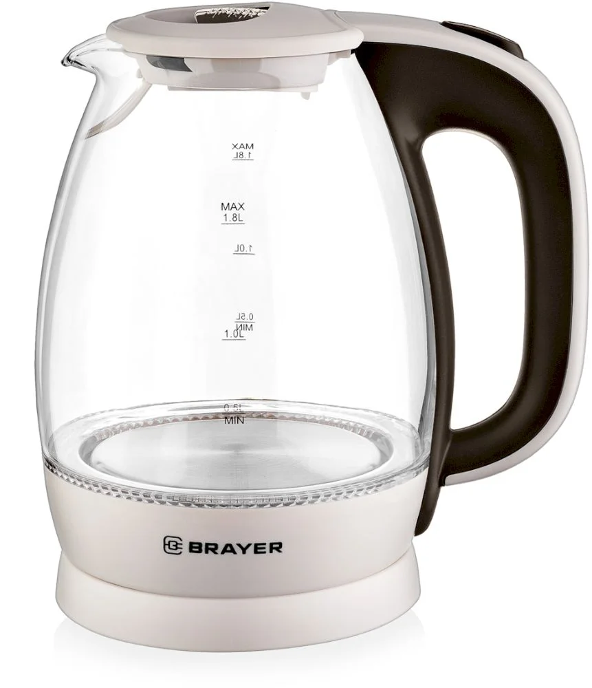 Чайник Brayer BR1045BN (2200 Вт / 1,8 л / стекло / бежевый)-0