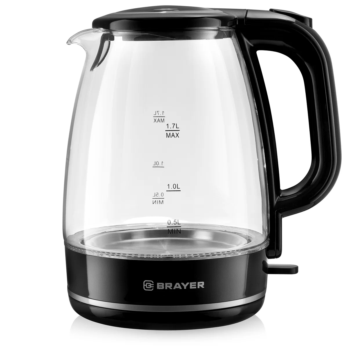 Чайник Brayer BR1030 (2200 Вт / 1,7 л / стекло / чёрный)-0
