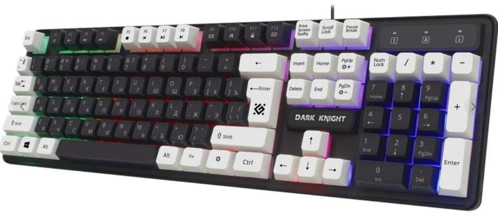 Клавиатура проводная Defender DARK KNIGHT GK-077, черный/белый-0