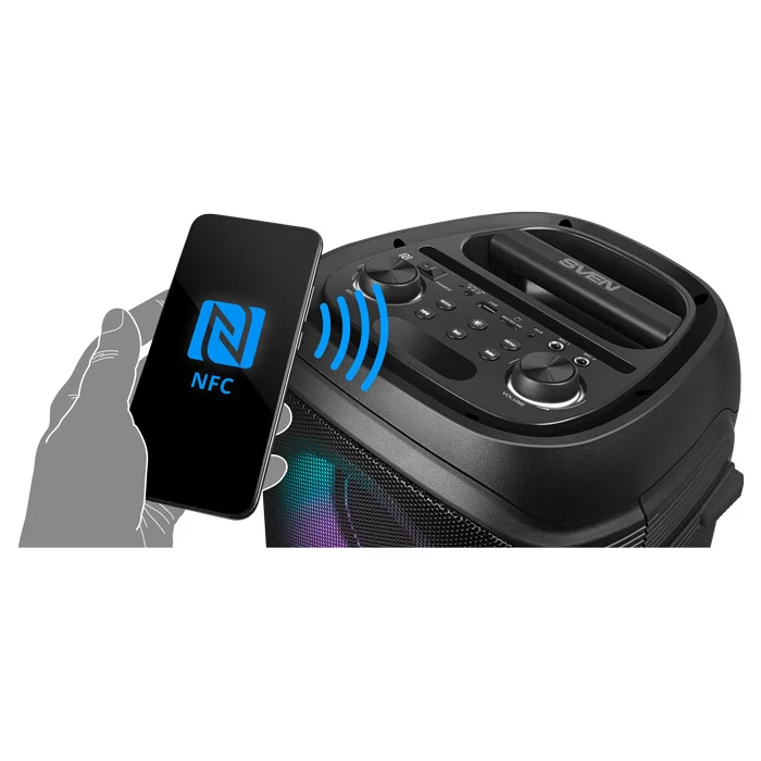 Беспроводная портативная колонка SVEN PS-800 / 100W / TWS / microSD / USB / FM / Bluetooth /  Батарея 2*4400mAh / LED подсветка / дисплей / караоке /-11
