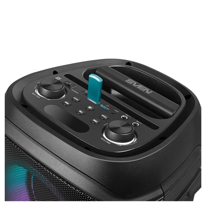 Беспроводная портативная колонка SVEN PS-800 / 100W / TWS / microSD / USB / FM / Bluetooth /  Батарея 2*4400mAh / LED подсветка / дисплей / караоке /-8