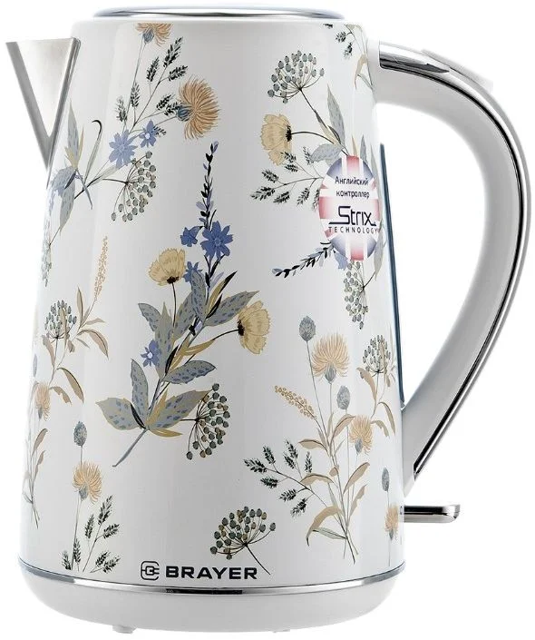 Чайник Brayer BR1083 (2200Вт / 1.7 л / нержавеющая сталь / белый)-0