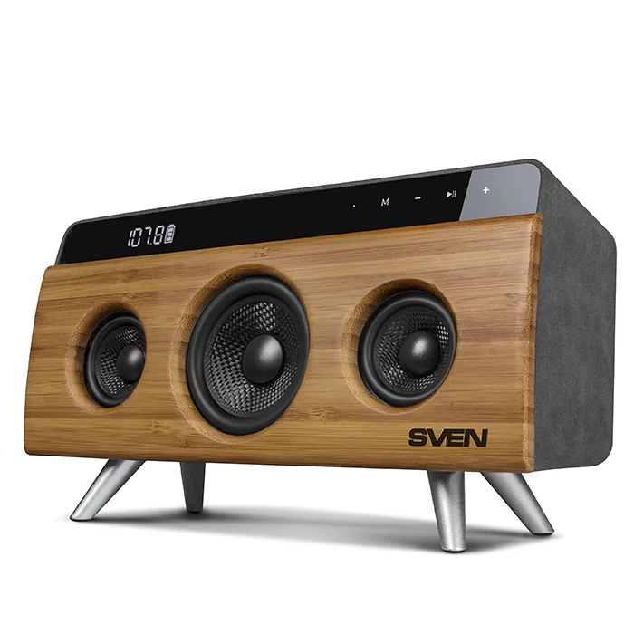 Беспроводная портативная колонка SVEN HA-930 / 30W / USB / FM / Bluetooth / Батарея 2*2200mAh / Бамбук / материал - бамбук-0