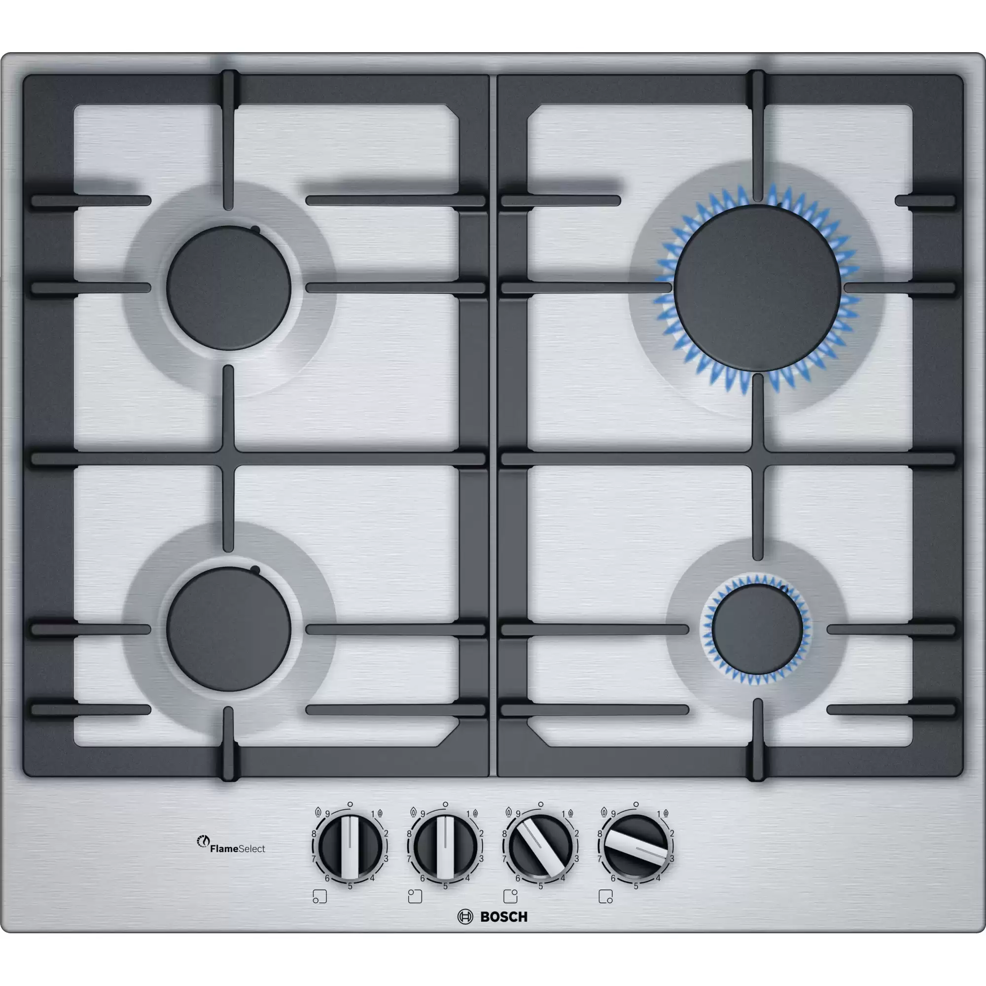 Поверхность газовая Bosch PCP6A5B90 (Serie6 / нерж / чугун / FlameSelect)-5