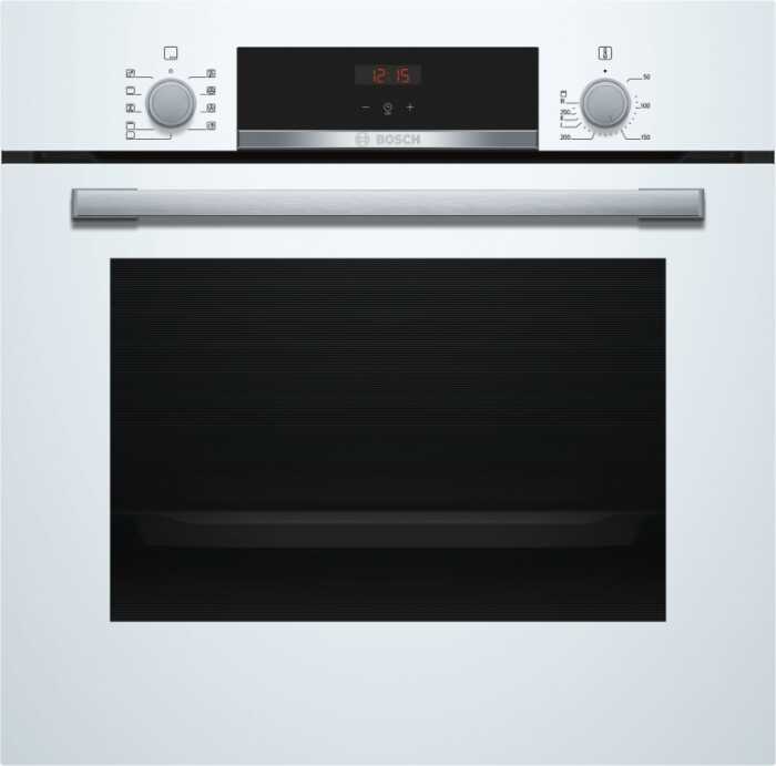 Духовой шкаф Bosch HBA534BW0 (Serie4 / 71 л / до 275 °C / Белое стекло / Гриль / съемные направляющие / EcoClean (задняя стенка) / A)