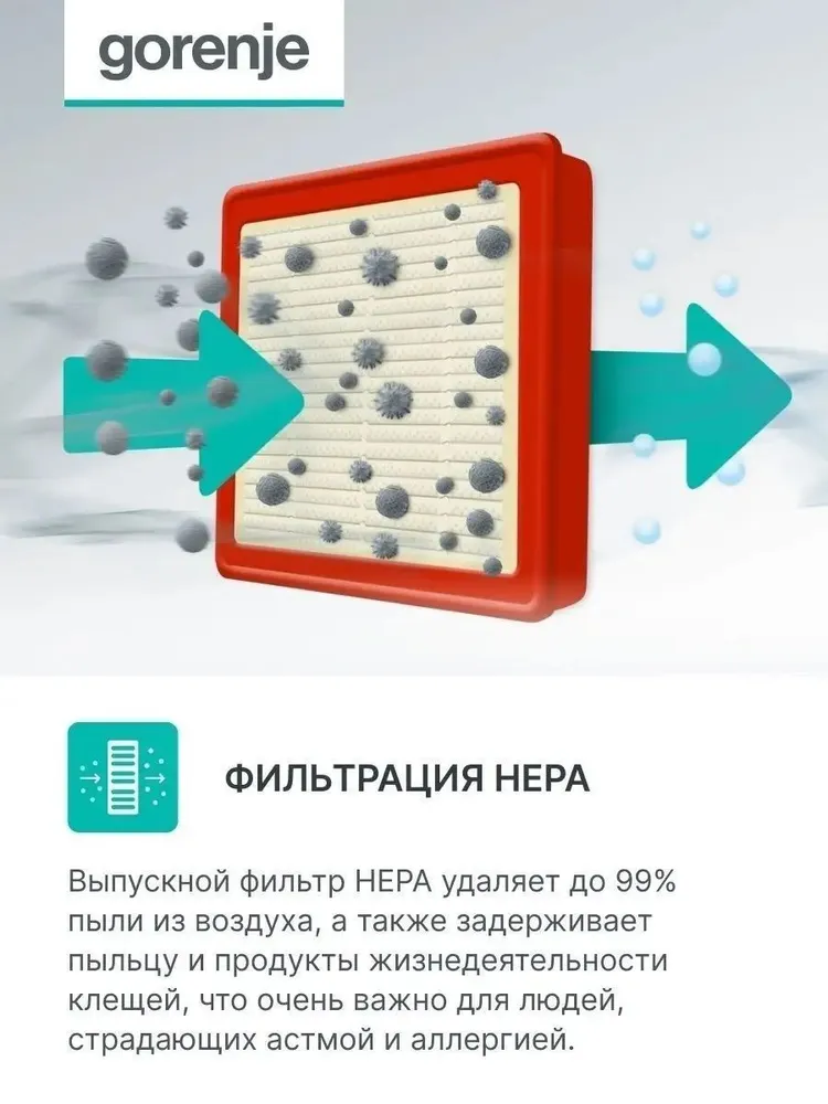 Пылесос Gorenje VC1701GACWCY (1700/270Вт, контейнер 2,2л, белый)-5