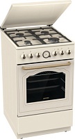 Плита комбинированная Gorenje GKS5B70CLI (Classico / Бежевая / духовка - 70 л / 4 газовые конфорки / Чугунные решетки / металлическая крышка)