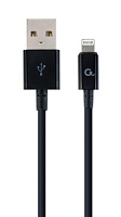 Кабель GEMBIRD Lightning - USB, 1 метр, черный (CC-USB2-AMLM-1M) 