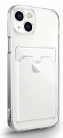 Чехол-накладка Card case для Apple iPhone 14 с карманом для карты, прозрачный Прозрачный