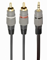 Кабель 3.5 mm jack - RCA (x2) GEMBIRD (CCA-352-10M), вилка-вилка, длина - 10 метров Чёрный