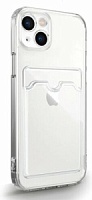 Чехол-накладка Card case для Apple iPhone 14 с карманом для карты, прозрачный