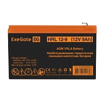 Батарея 12V/ 9,0Ah ExeGate HRL 12-9,  (1234W, клеммы F2 срок службы 10-12лет) EX285659RUS
