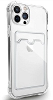 Чехол-накладка Card case для Apple iPhone 14 Pro с карманом для карты, прозрачный Прозрачный