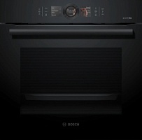 Духовой шкаф с добавлением пара Bosch HSG856XC7 (Serie8/ 71 л / до 250°C / Чёрное стекло / Гриль / Телескоп. напр. (x3) / EcoClean Direct / SoftClose)