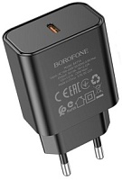 Сетевое зарядное устройство Borofone BA71A (Type-C 3.0A QC3.0 PD 20W), черное) Чёрный