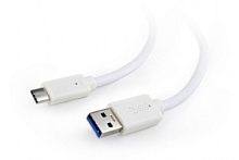 Кабель USB Type C - USB 3.0 A GEMBIRD (CCP-USB3-AMCM-1M-W), вилка-вилка, ток до 3A/36 Вт, белый, длина - 1 метр