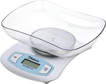 Весы кухонные Sakura SA-6052S (электронные/ чаша/ предел 5 кг/ точность 1 г/ тарокомпенсация/ белый)