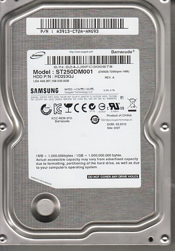 DSP Жесткий диск  250GB Seagate/Samsung 16Mb 7200 SATA ST250DM001
