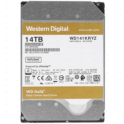 Жесткий диск 14 000Gb WD Gold 512MB 7200rpm  WD141KRYZ  для серверов и ЦОД