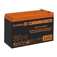 Батарея 12V/ 7,5Ah ExeGate HR 12-7.5 1228W, клеммы F2 Срок службы 8 лет EX285638RUS