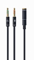 Переходник 3.5 mm jack (4-pin) - 3.5 mm jack (x2) GEMBIRD (CCA-418M), розетка-вилки, длина - 0.2 метра 