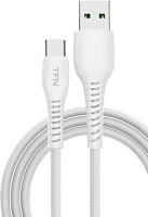 Кабель TFN FORZA USB Type-C - USB, плетеный, 6A, 1 метр, белый (TFN-CUSBCUSB5A1MWH)